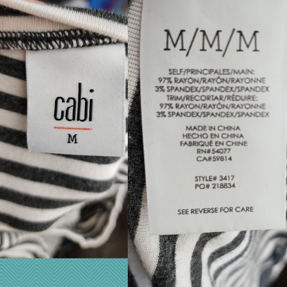 Cabi Black & White Striped Sleeveless Blouse - Picture 3 of 3